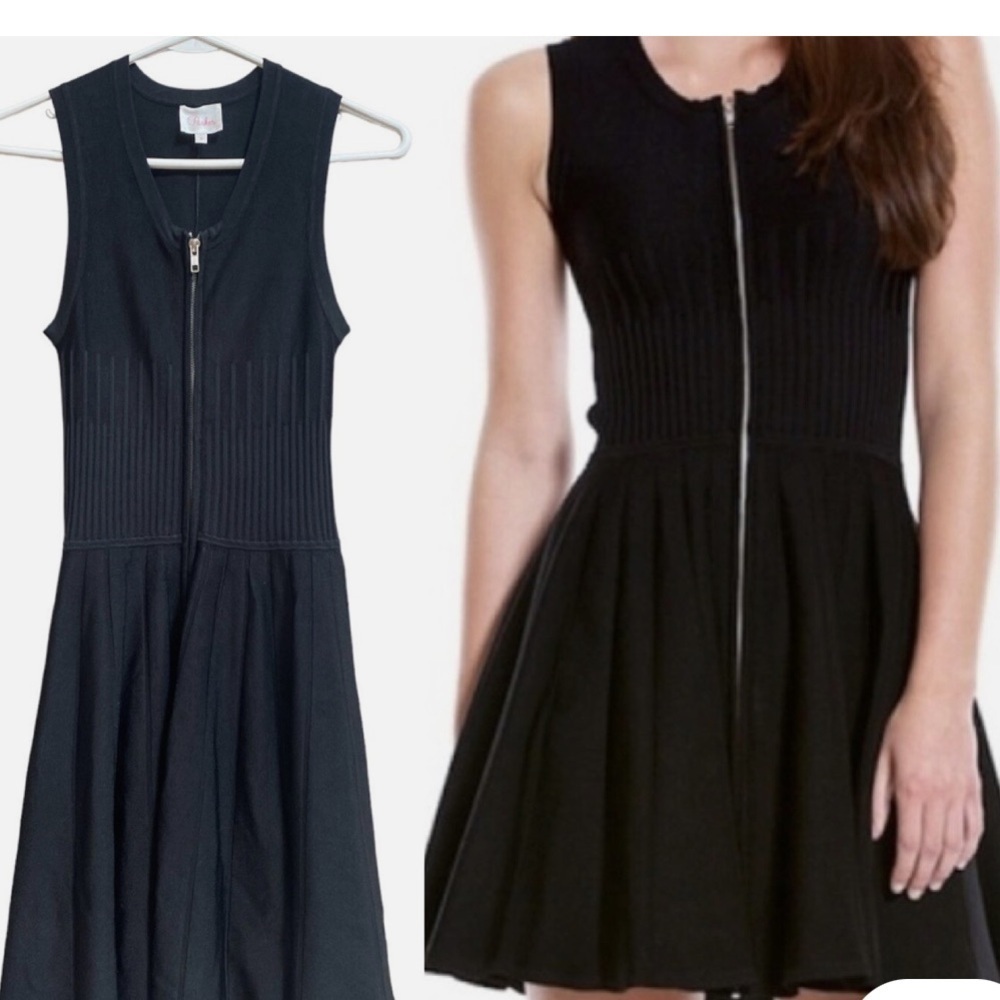 Parker Amanda Full Zipper Front Dress Black A Line Flare Sz Small - Picture 4 of 11